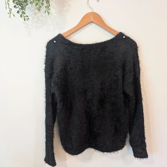 MINKPINK Black Crew Neck Sweater with Elegant Beading - Picture 4 of 7